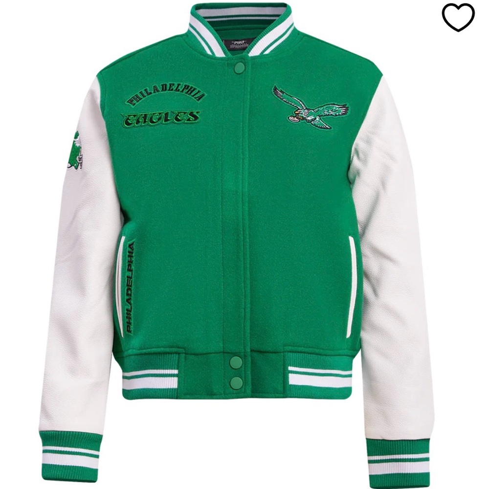 Philadelphia Eagles Kids Varsity Jacket - Green and White